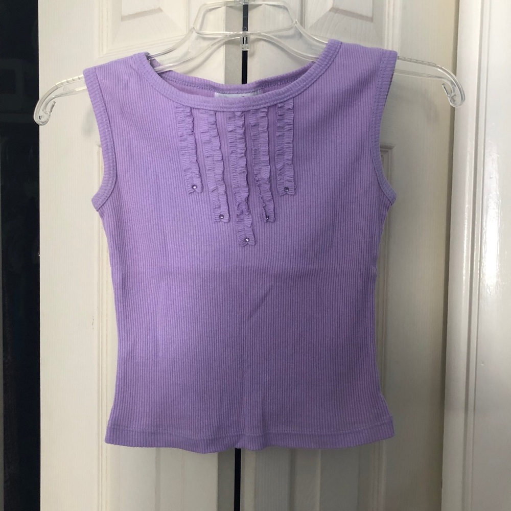 Frilly purple tank with rhinestones